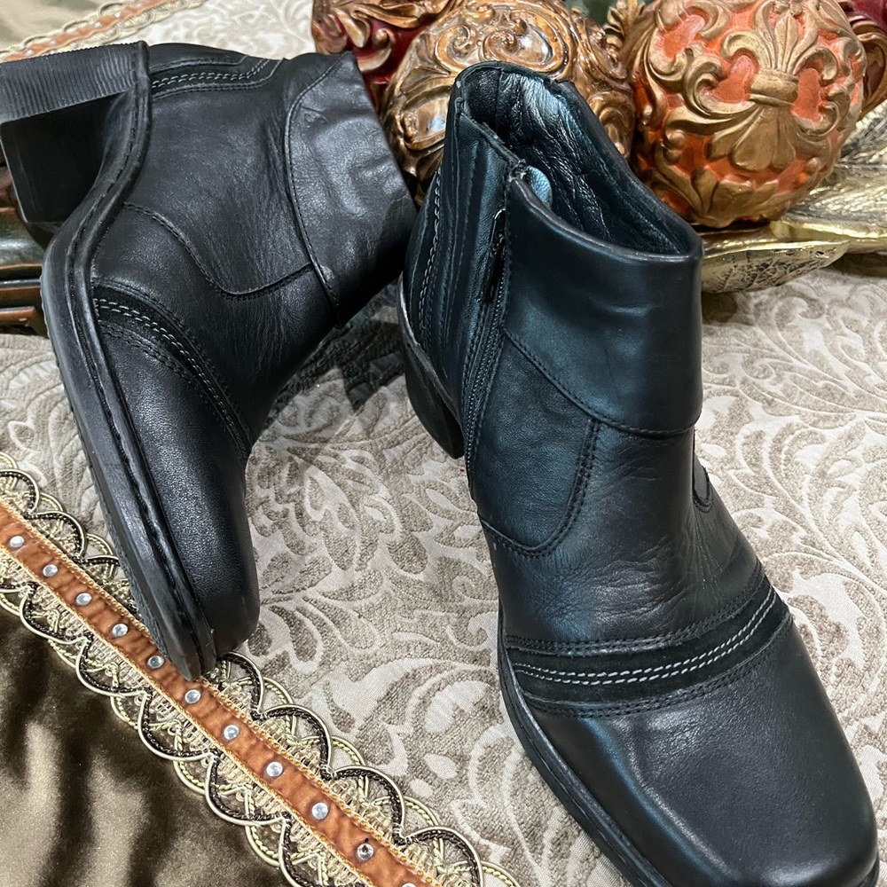Josef Seibel Black Leather Ankle Booties (worn once)